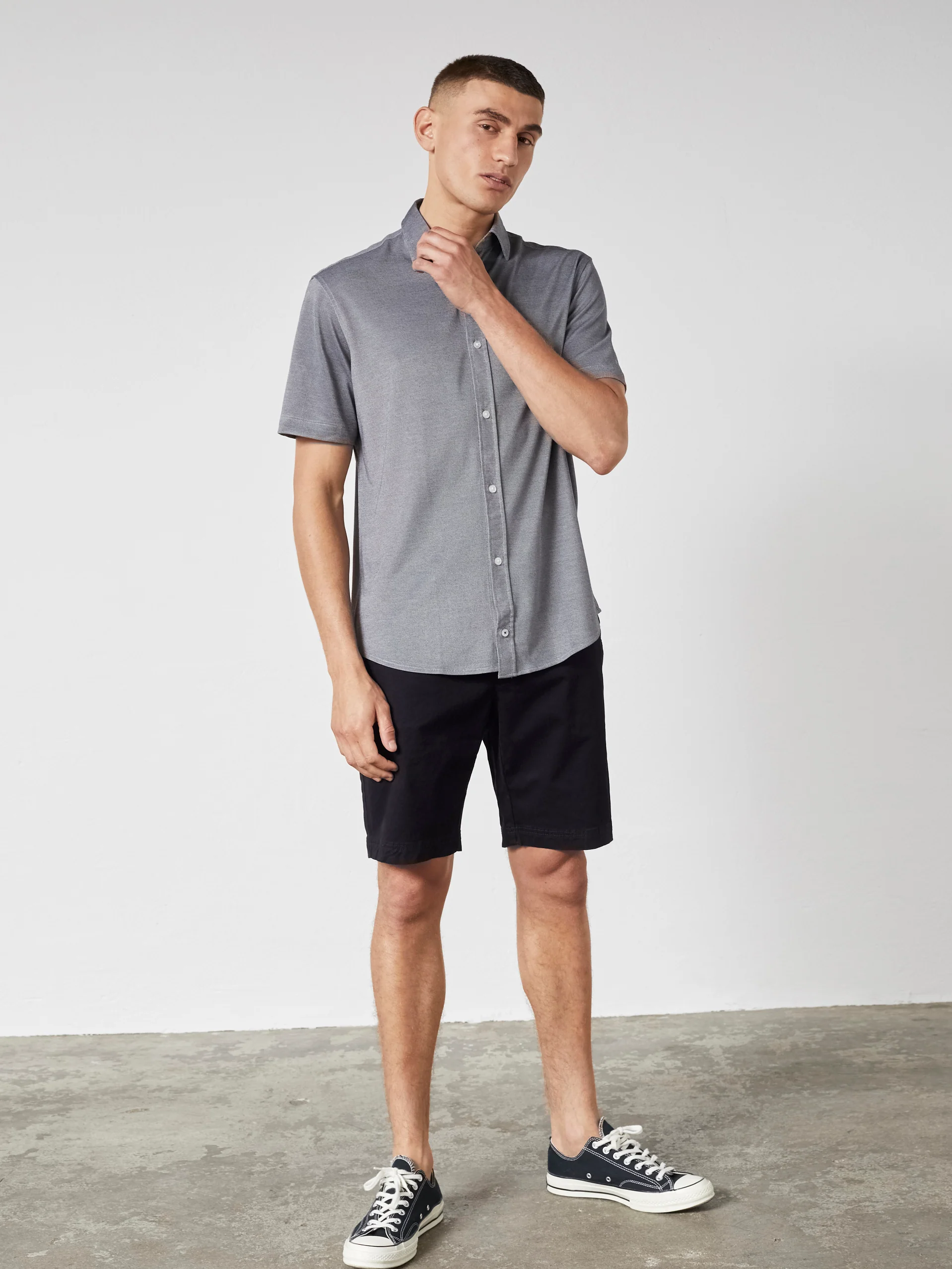 AMOS PIQUE SHIRT SS - Navy Melange - Image 3