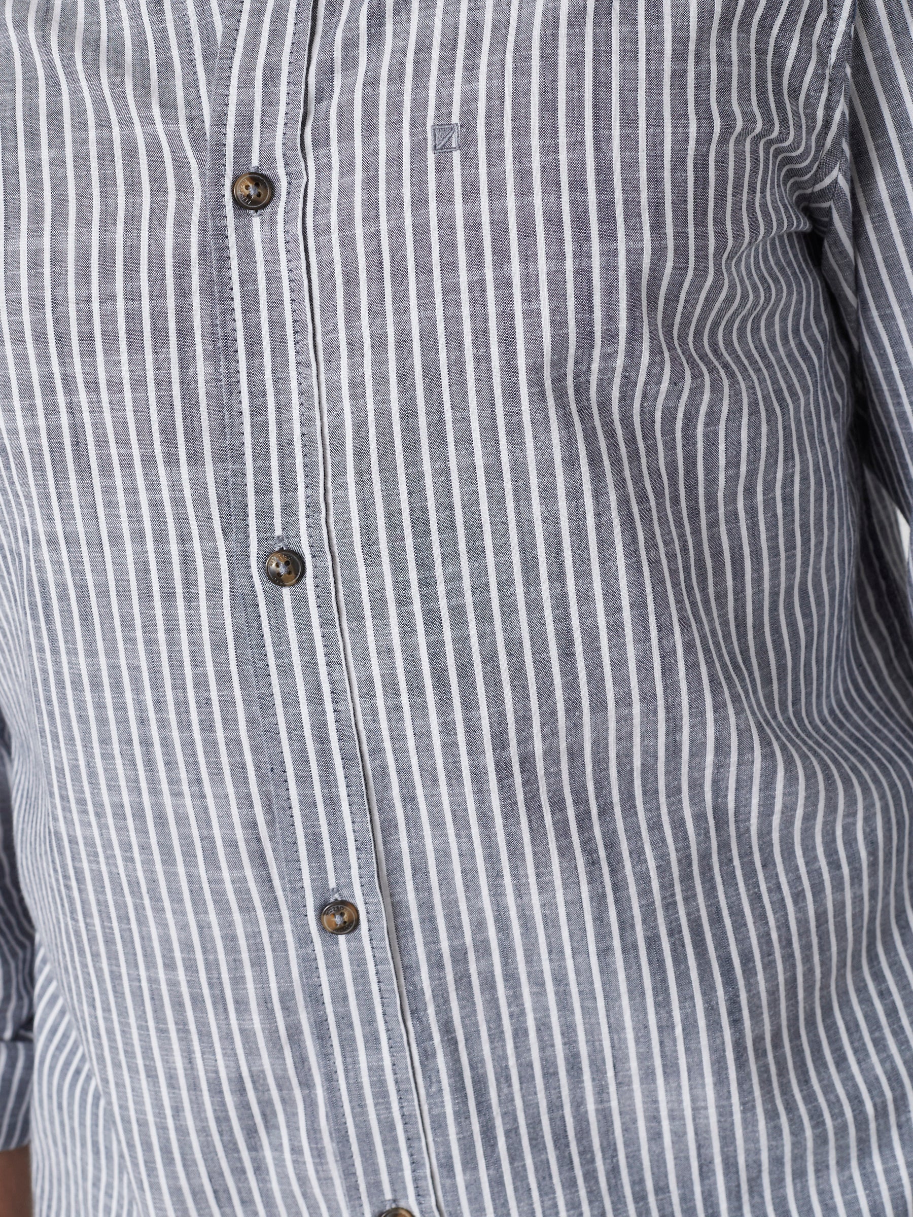 ANKER SHIRT STRIPED LS - Navy Stripe - Image 4