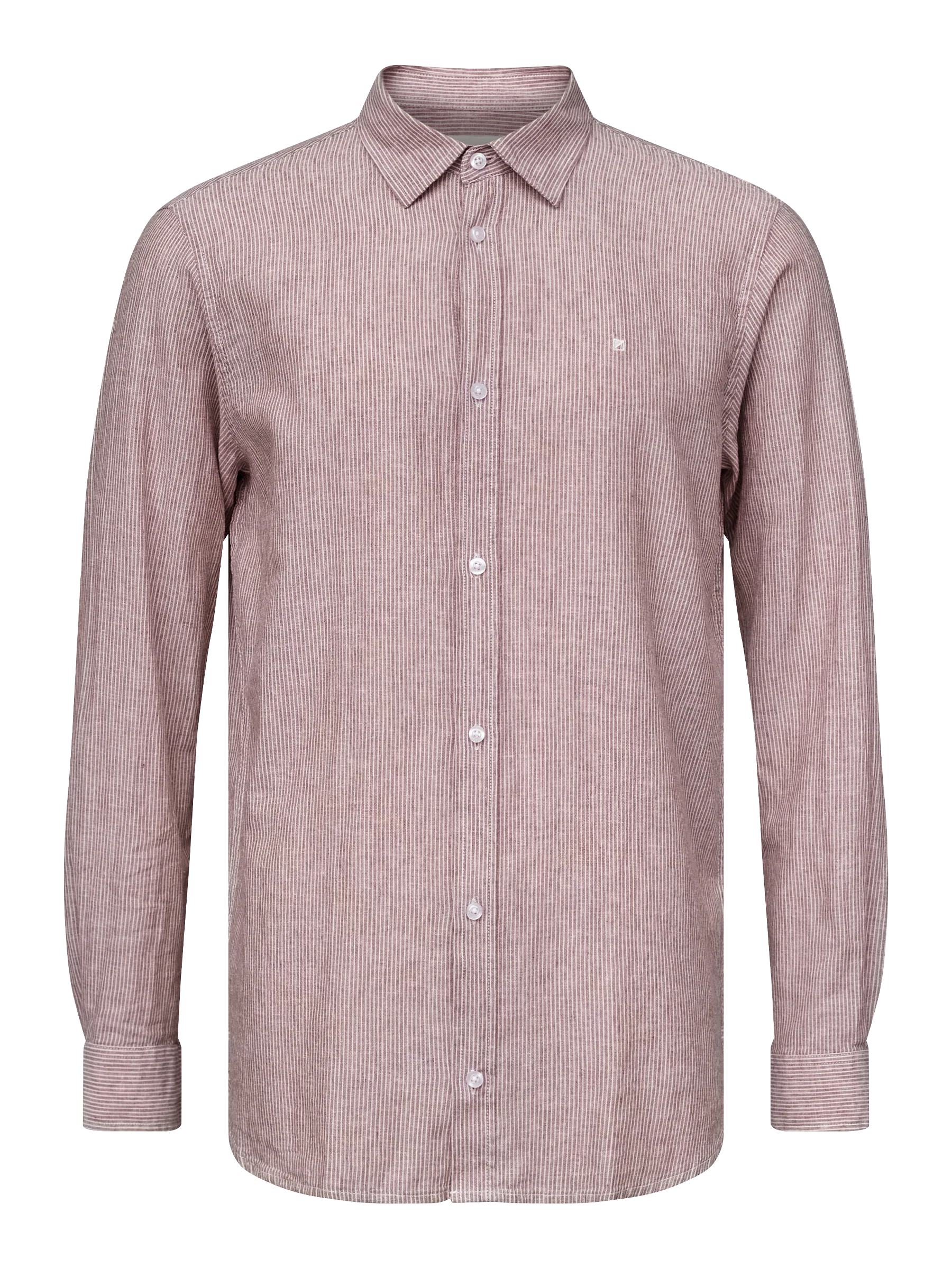 ANTON SHIRT LS - Mid Brown stripe