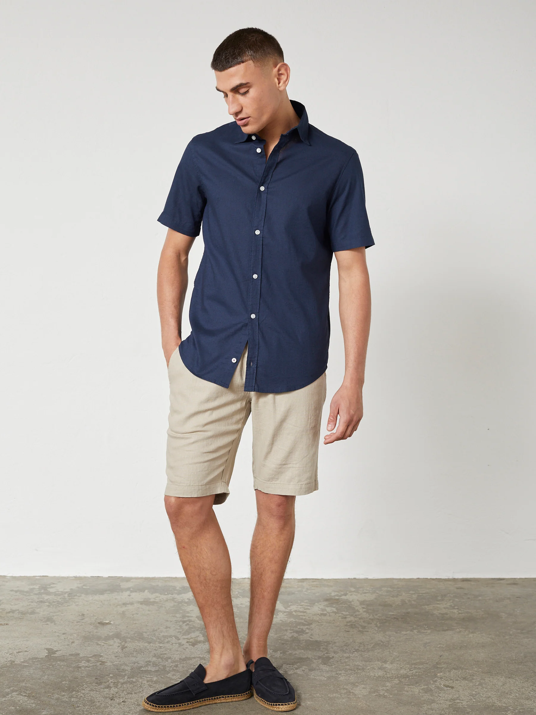 ASGER LINEN SHIRT SS - NAVY - Image 3