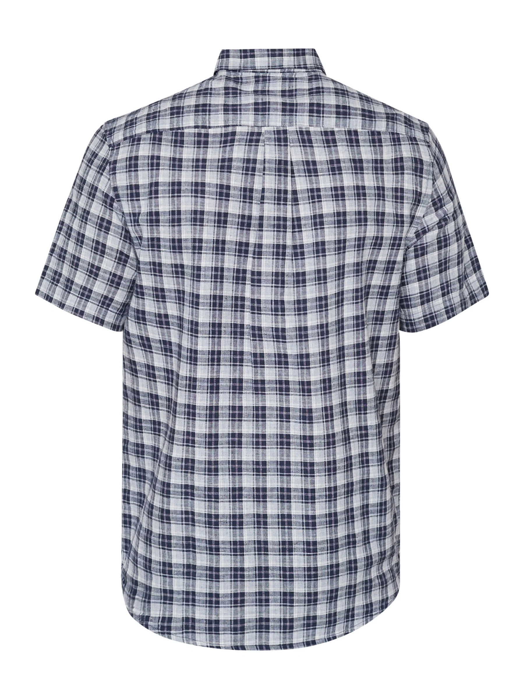 ASGER LINEN SHIRT SS - Navy Checkered - Image 5