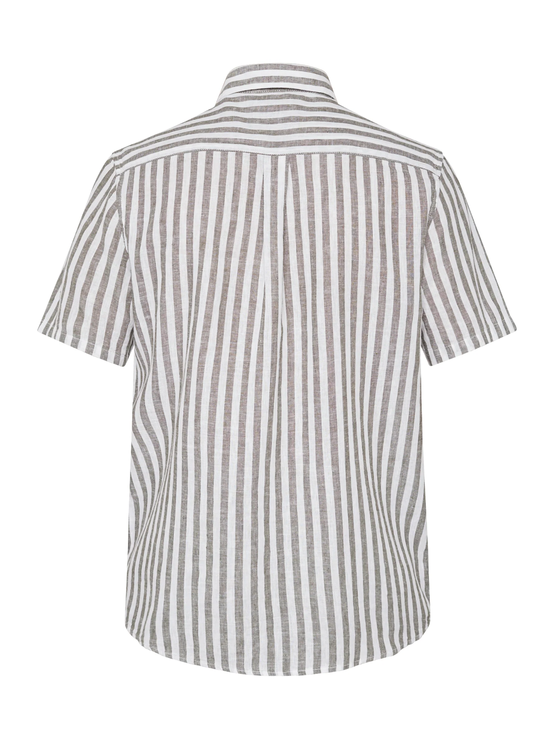 ASGER LINEN SHIRT SS - Olive Stripe - Image 5