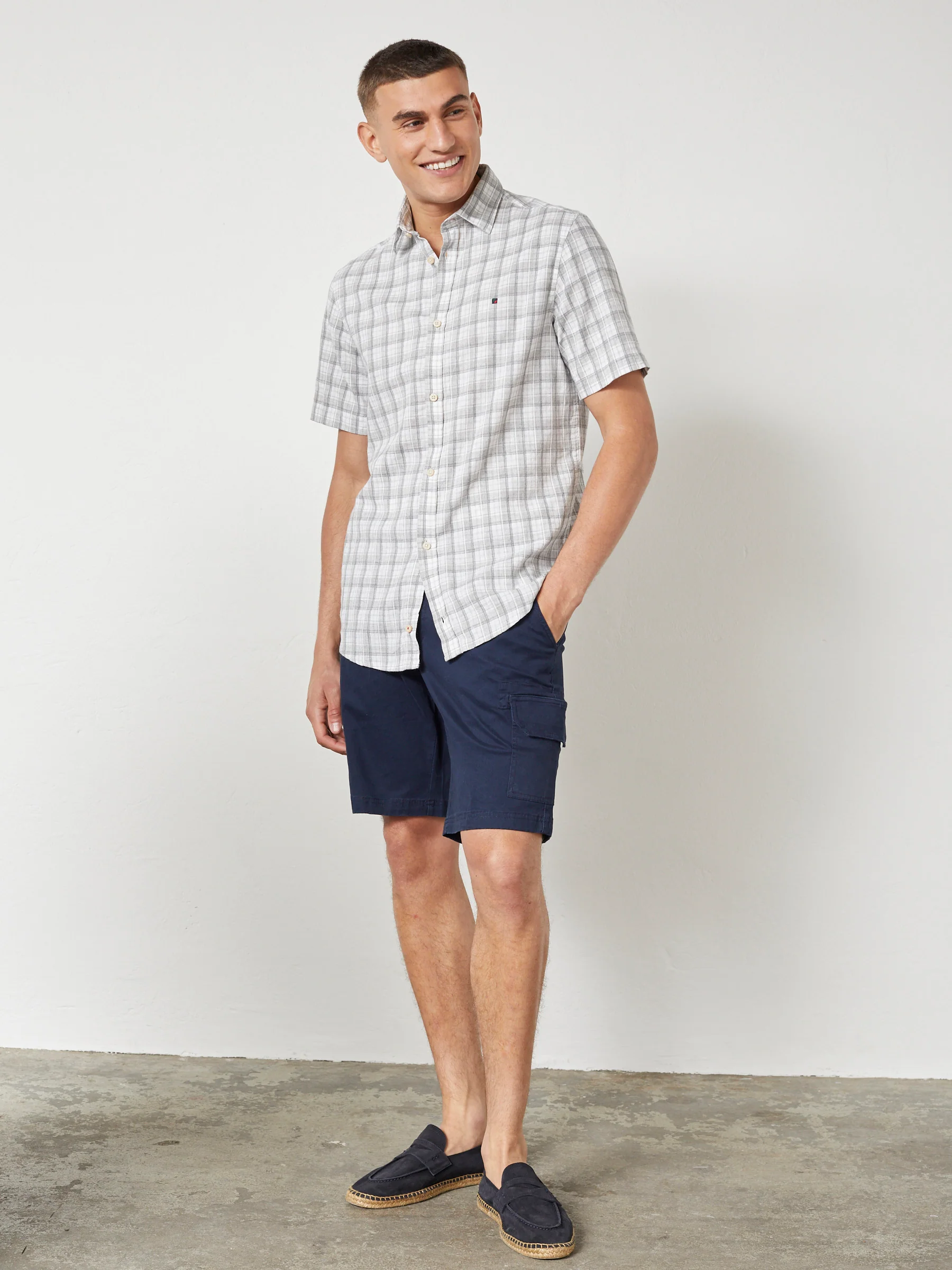 ASGER LINEN SHIRT SS - Sand checkered - Image 3
