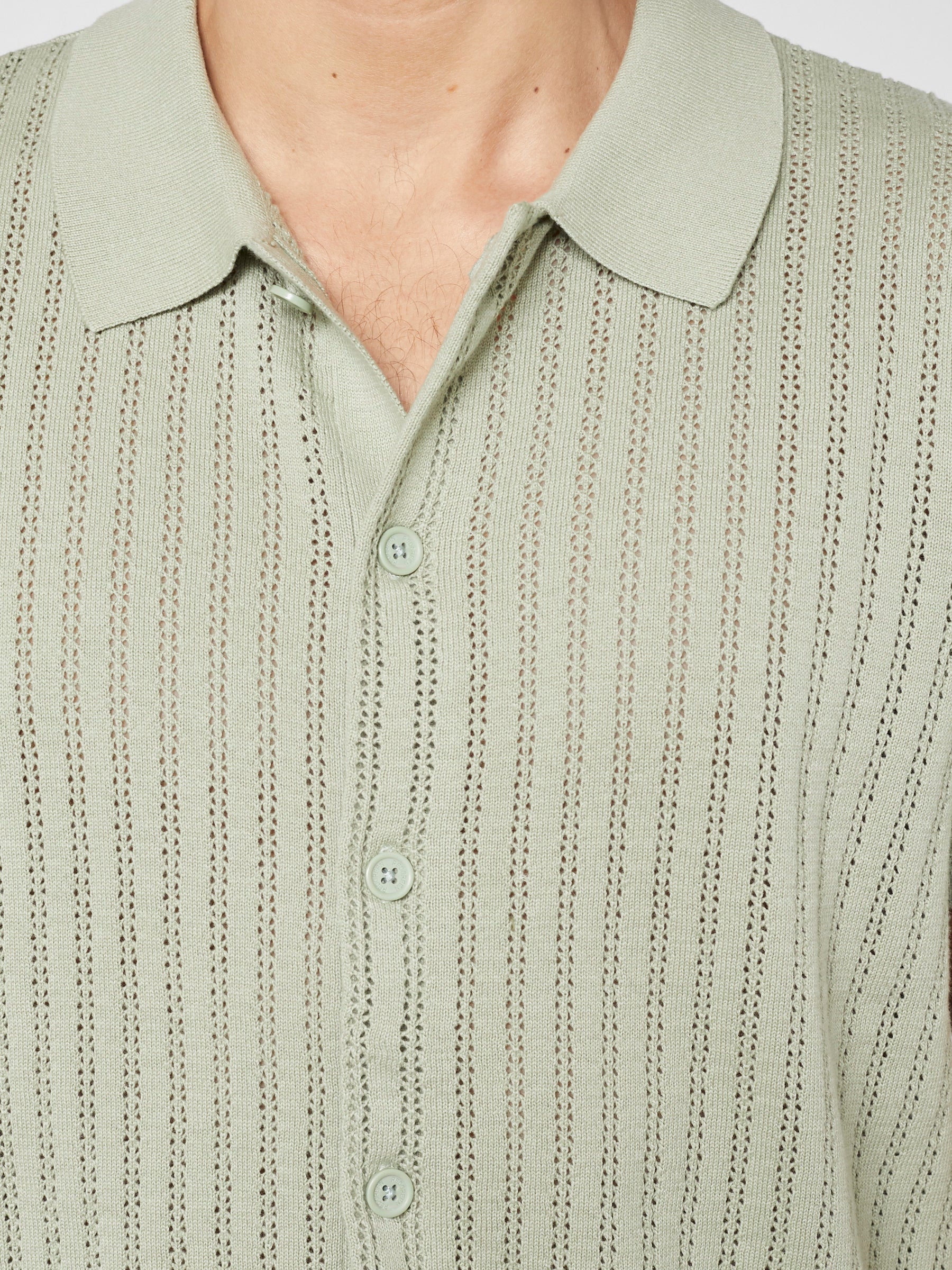 CADEN KNITTED POLO SS - Green Pastel - Image 4