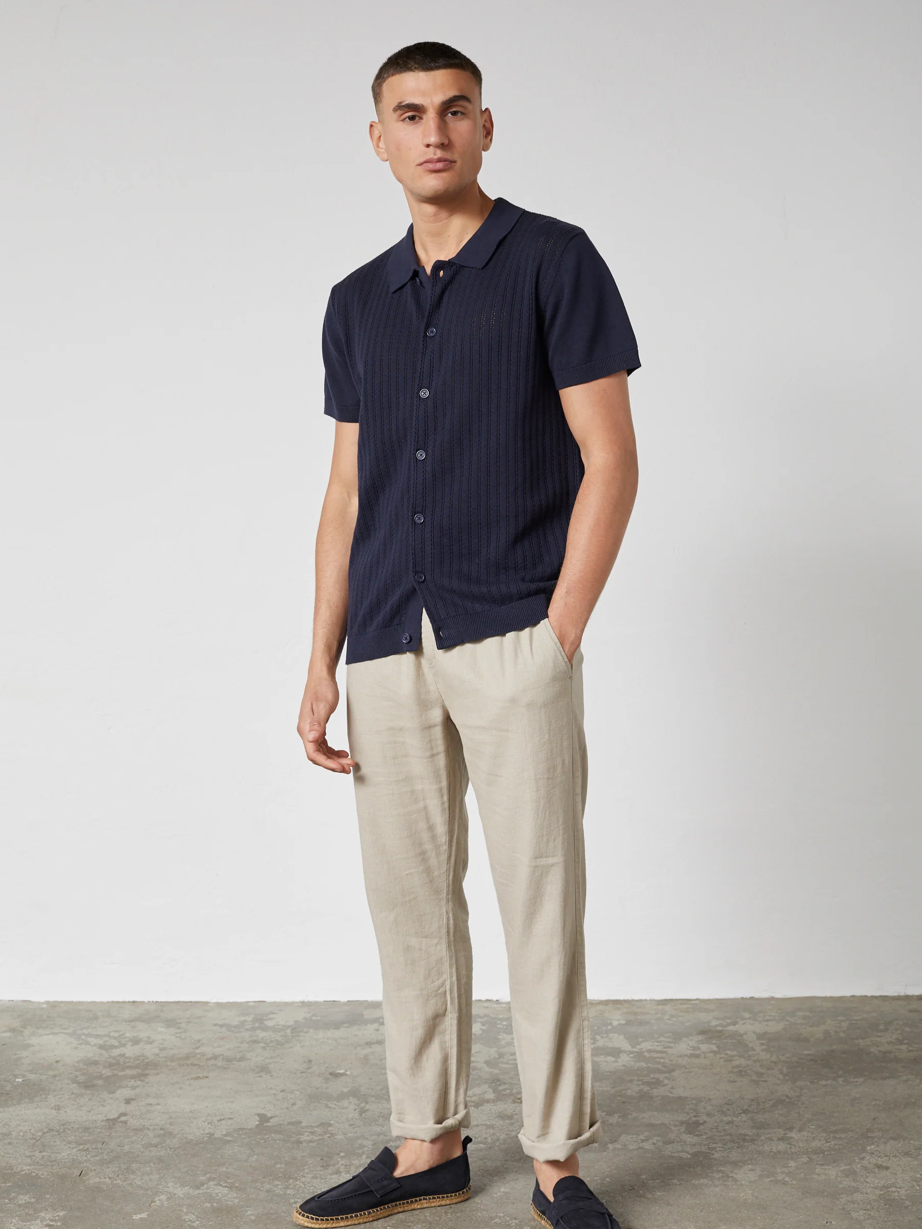 CADEN KNITTED POLO SS - NAVY - Image 3