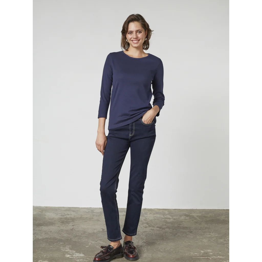 Clarissa Long Sleeve Tee - Navy - Image 4