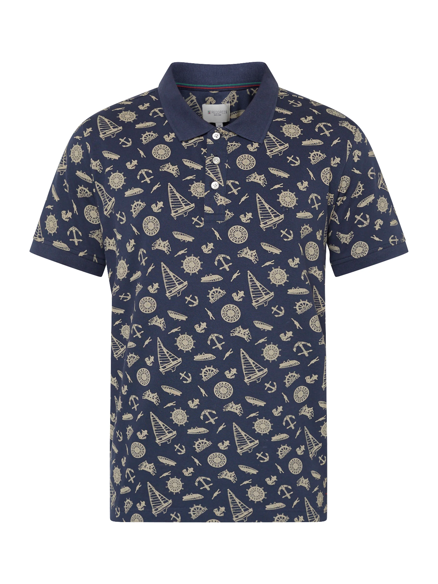 COLTON POLO T-SHIRT - Navy pattern with sand - Image 2