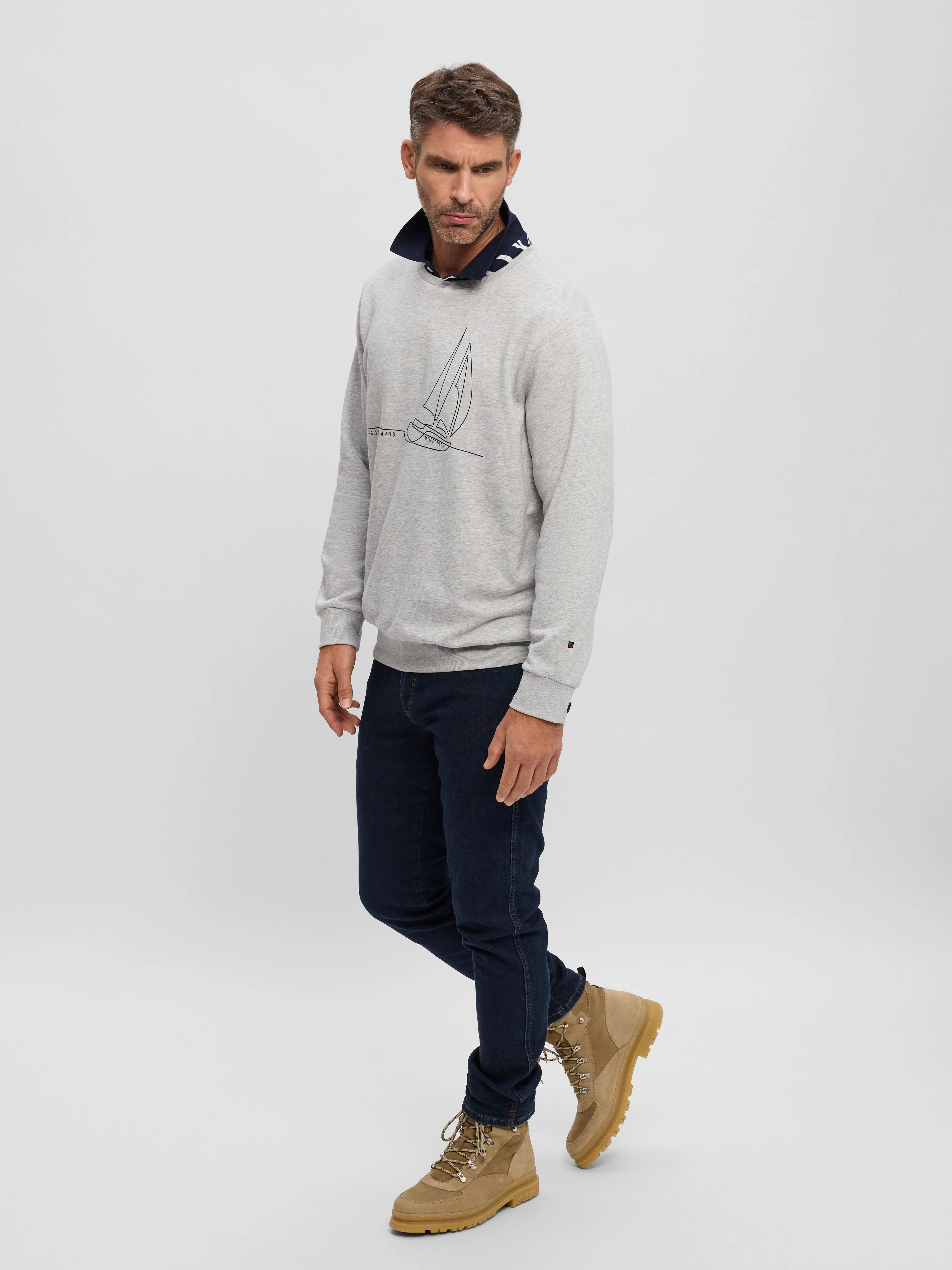Frankie Båd Sweatshirt - Grey Melange - Image 4