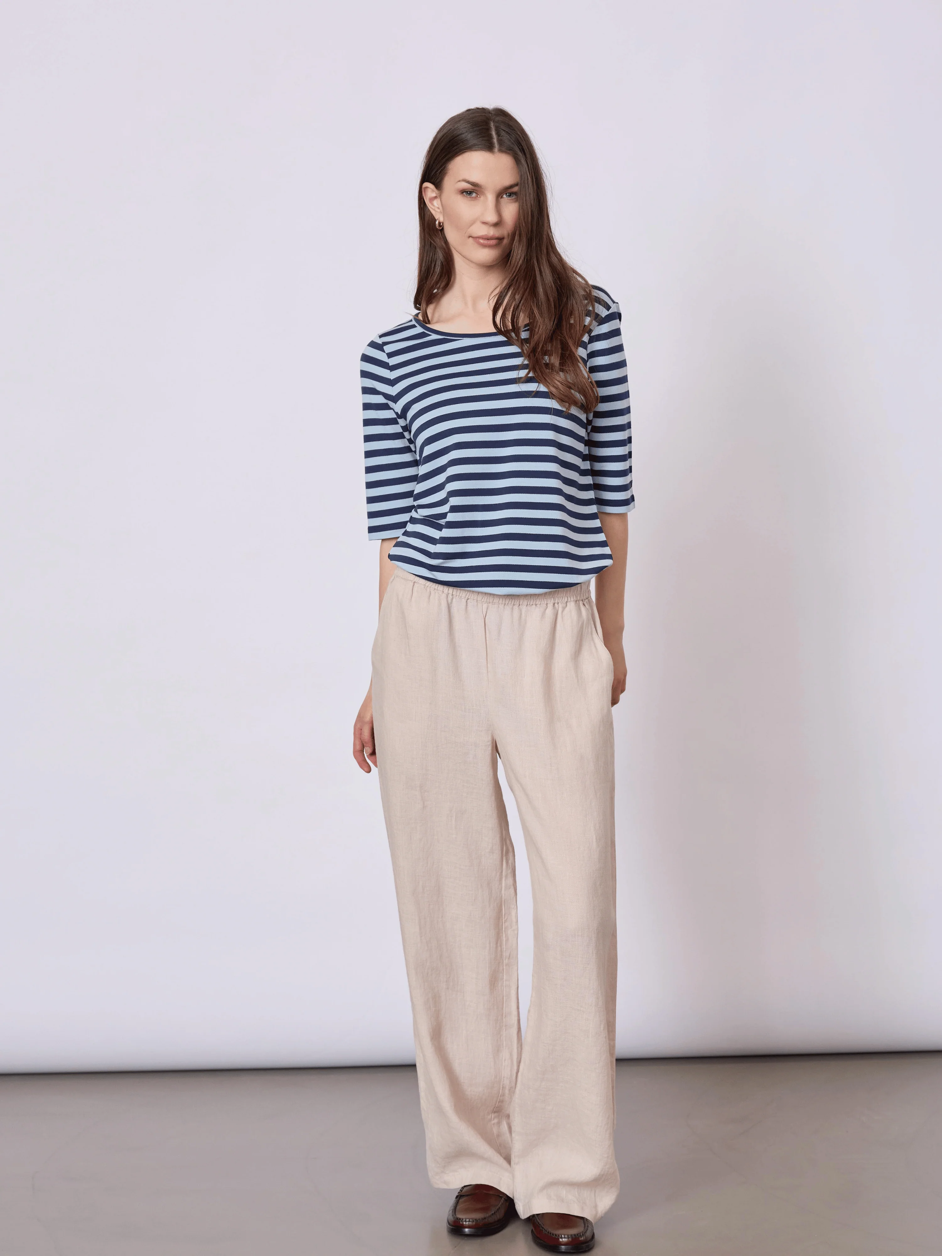 Hedy Short Sleeve T-shirt - Light Blue Stripe - Image 3