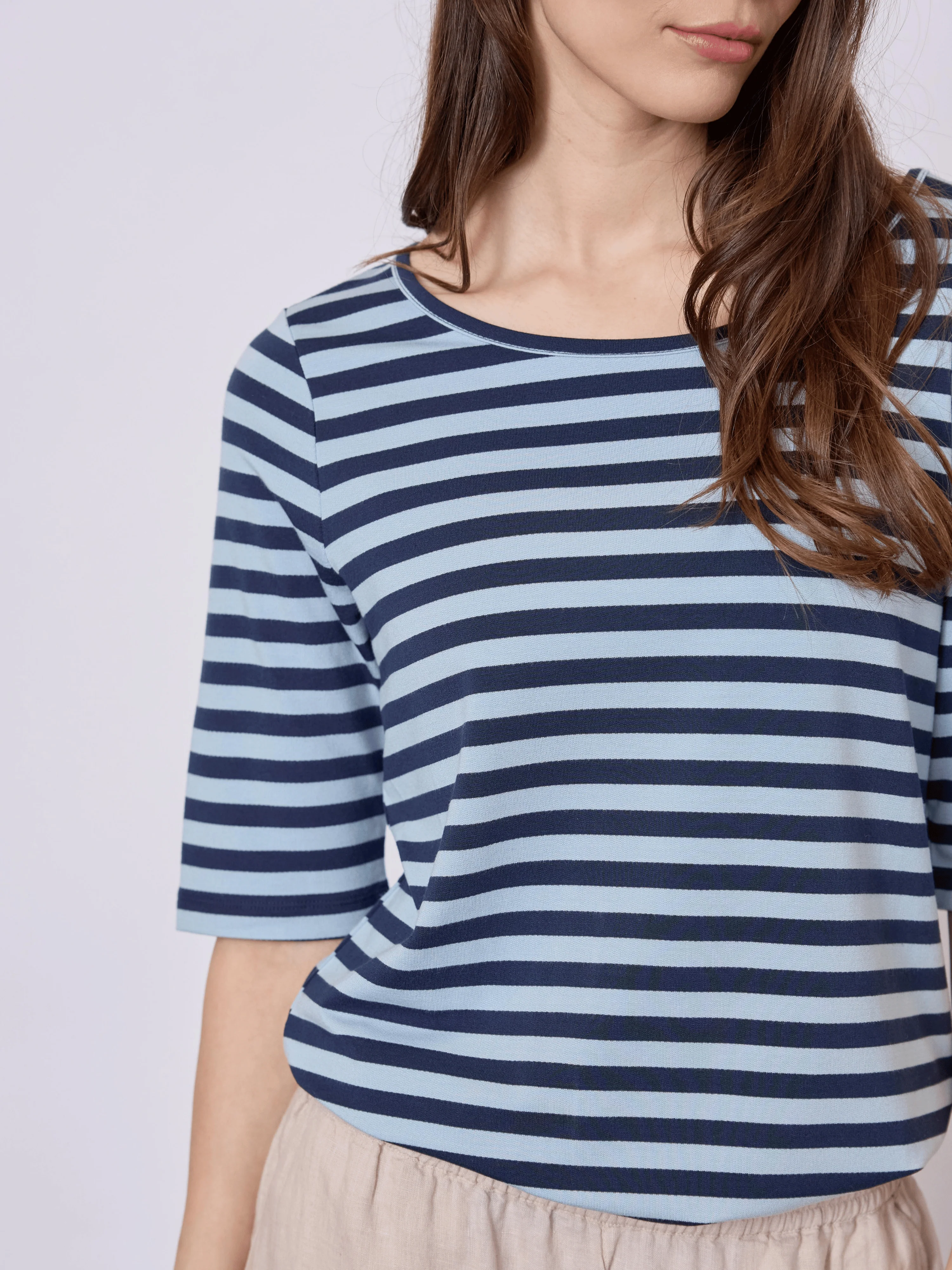 Hedy Short Sleeve T-shirt - Light Blue Stripe - Image 4