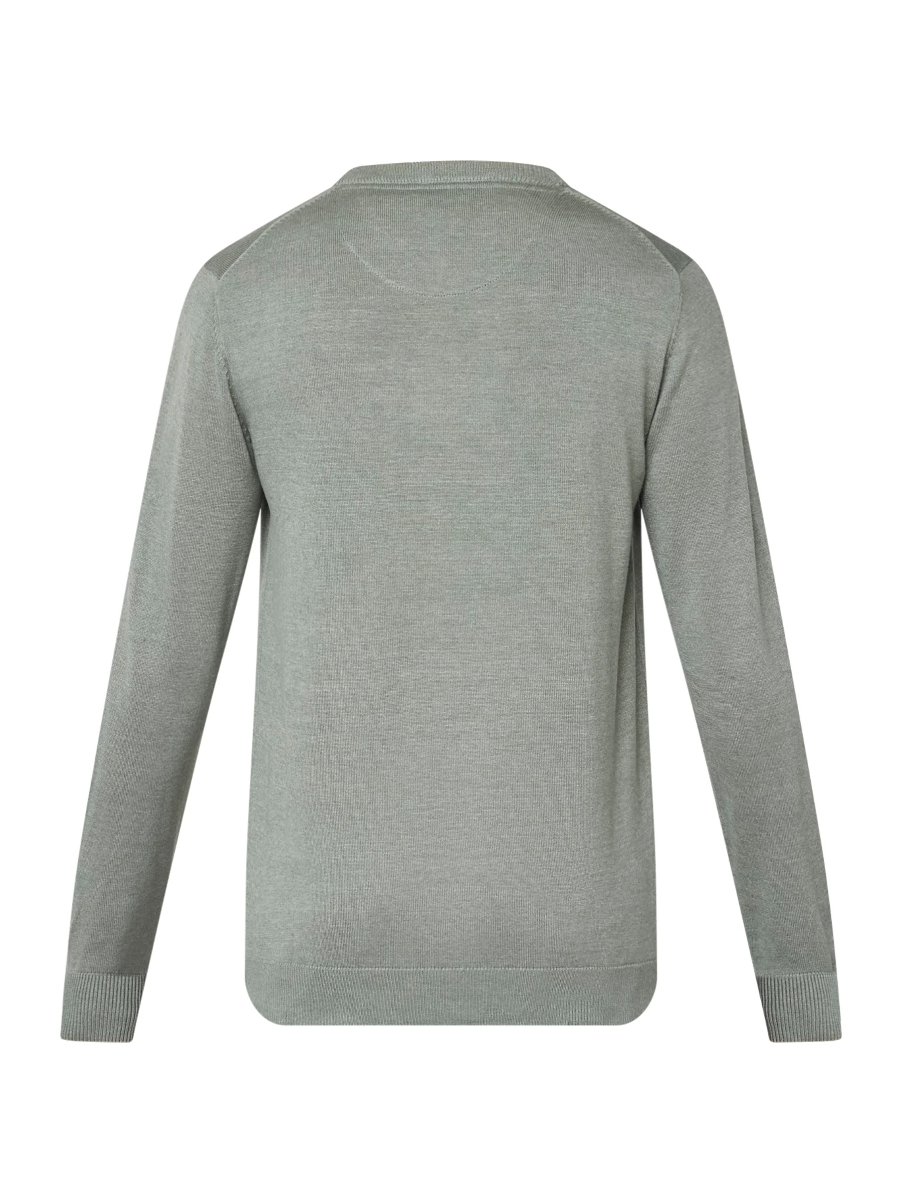 JULIAN O-NECK COTTON KNIT - Olive Melange - Image 5